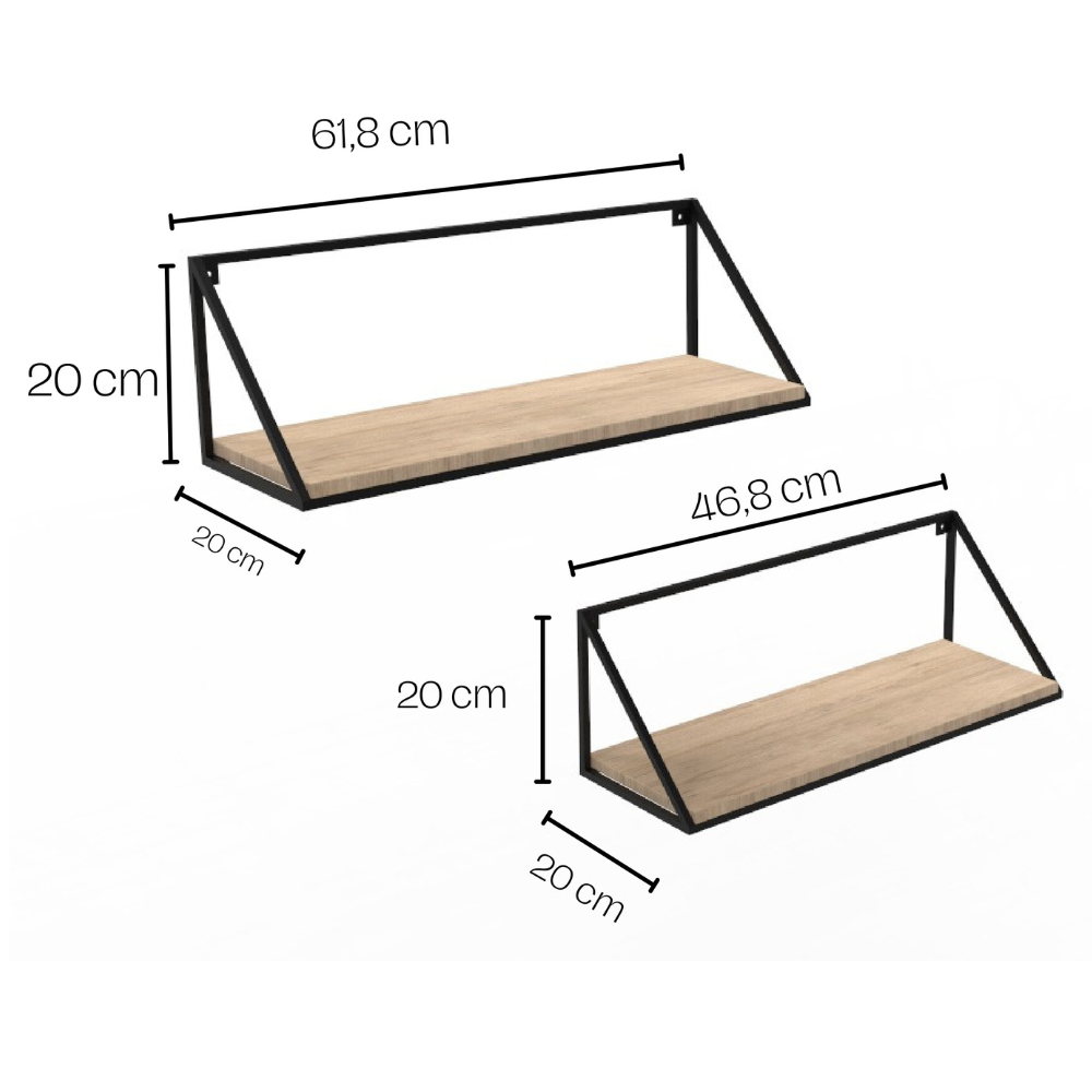 Set X2 Repisas en Hierro y Madera KASIM